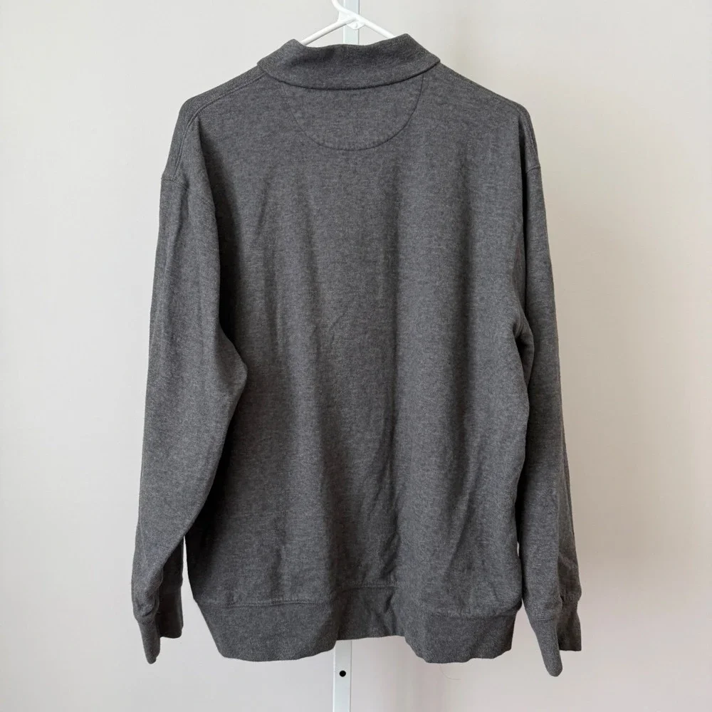 Polo Ralph Lauren XL Dark Gray Quarter Zip Cotton Blend Pullover Sweater  Preppy